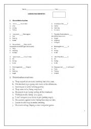 English Worksheet: Gerund and infintive exercises