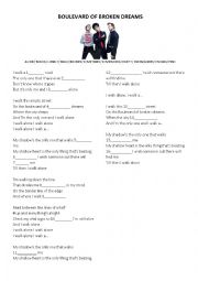 English Worksheet: Boulevard of broken dreams - Green Day