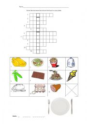 English Worksheet: food crossword