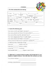 English Worksheet: numbers