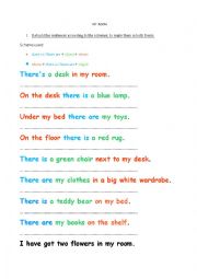 English Worksheet: There is/are - MY ROOM
