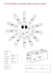 English Worksheet: Colour by number