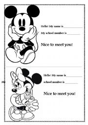 English Worksheet: Name cards for school pupils