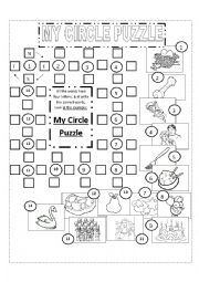 English Worksheet: Circle Puzzle Vocabulary