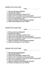 English Worksheet: Guy fawkes test