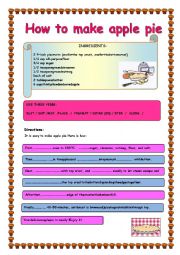 English Worksheet: HOW TO MAKE APPLE PIE/ Recipe