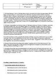 English Worksheet: end of term exam 1 2nd year 