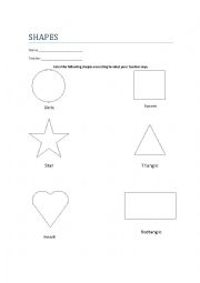 English Worksheet: Shapes