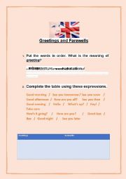 English Worksheet: Greetings and Farewells