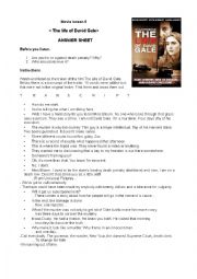 English Worksheet: Movie lesson - listening practice. The life of David Gale