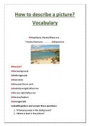 English Worksheet: How to describe a picture vocabulary
