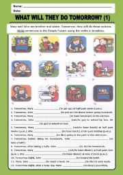 English Worksheet: Simple Future:what will they do tomorrow_1