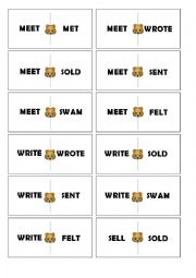 English Worksheet: Irregular verbs dominoes (set 5 out of 5)