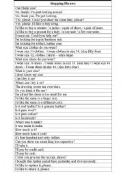 English Worksheet: Shopping phrases
