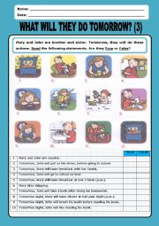 English Worksheet: Simple Future:what will they do tomorrow_3