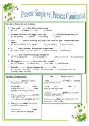 English Worksheet: Present Simple vs. Present Continuous