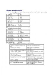 English Worksheet: IDIOMS AND PROVERBS