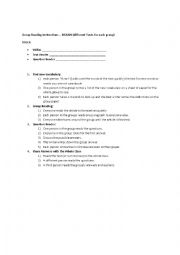 English Worksheet: Group Reading Instructions