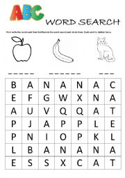 English Worksheet: Alphabet word search (A, B, C)
