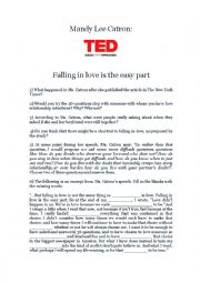 English Worksheet: Mandy Lee Catron: Falling in love is the easy part