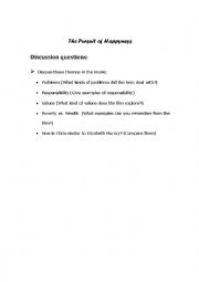 English Worksheet: The Persuit of Happyness - Movie Questions