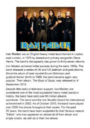 English Worksheet: Iron Maiden - English with Music METAL