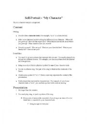 English Worksheet: My Character