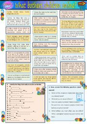 English Worksheet: What bothers children online?