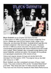 English Worksheet: Black Sabbath - English with Music METAL