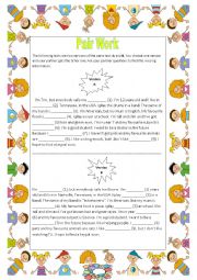 English Worksheet: Pair work- Find your friends information