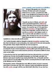English Worksheet: Rasputin Biography