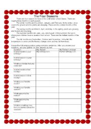 English Worksheet: The Four Seasons
