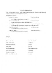 English Worksheet: 20 Questions