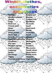 English Worksheet: winter clothes accessories and shoes