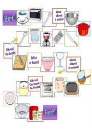 English Worksheet: cookware board game