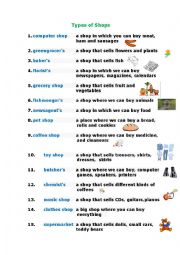 English Worksheet: Types of Shops