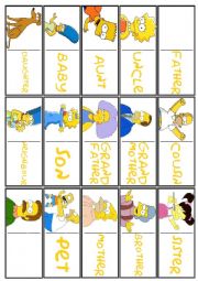 English Worksheet: FAMILY DOMINO w/ THE SIMPSONS!