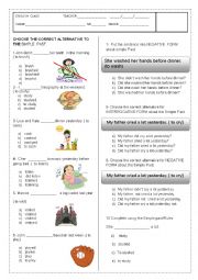 SIMPLE PAST WORKSHEET- MULTIPLE CHOICE