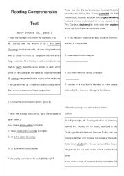 English Worksheet: Harry Potter and the sorcerers stone reading comprehension