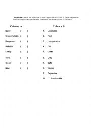 English Worksheet: Antonyms