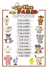 English Worksheet: Animals for kids