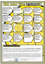 English Worksheet: Do you like lemon? - Speaking activity