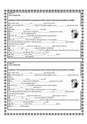 Simple past, completion of sentences and questions