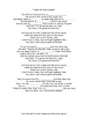 English Worksheet: Cats in the Cradle - song dictation