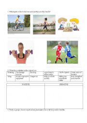 English Worksheet: sports and their benefits