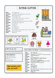 English Worksheet: buying clothes