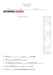 English Worksheet: Class Rules