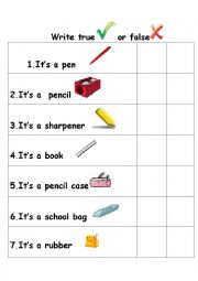 English Worksheet: School objects