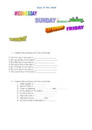 English Worksheet: Days of the week