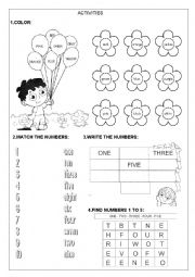 English Worksheet: Colors and Numbers